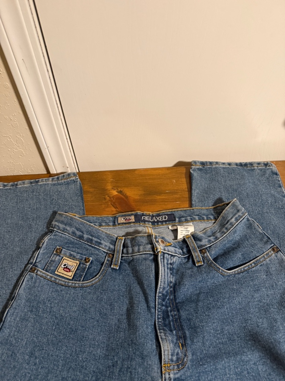 Cruel Girl Relaxed Straight Leg Jeans - Medium Blue Denim size 13 Long